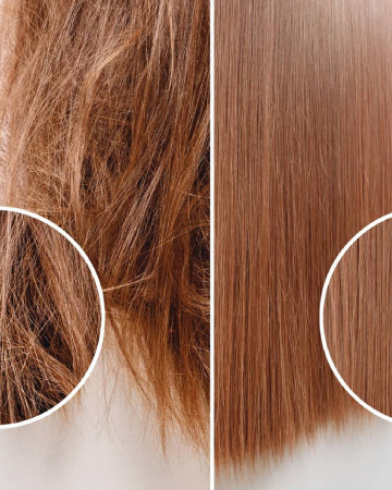 A close up of two different types of hair